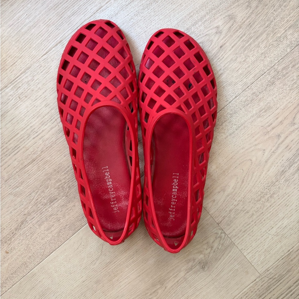 Jeffrey Campbell Red Cutout Ballet Flats